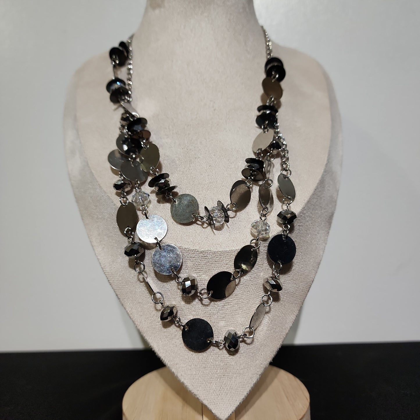3 Strand metal tone Necklace