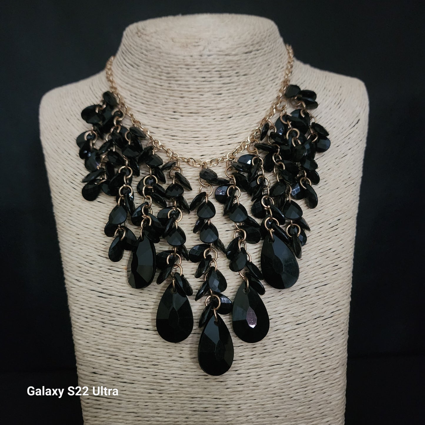 Black Bead Statement Bib
