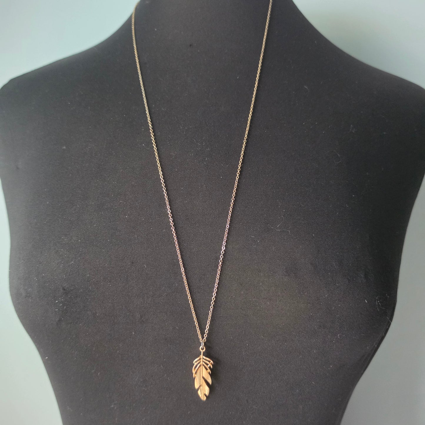 Long Feather Pendant Necklace