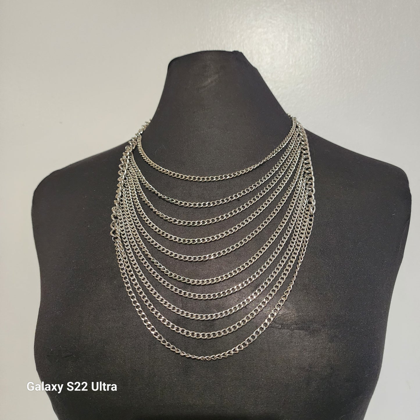 Silvertone Multi layer Strand Necklace