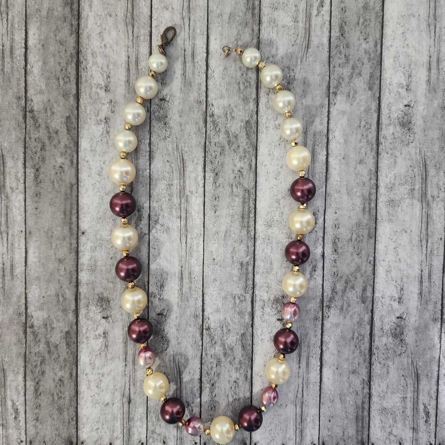 Burgundy & Pearl Necklace