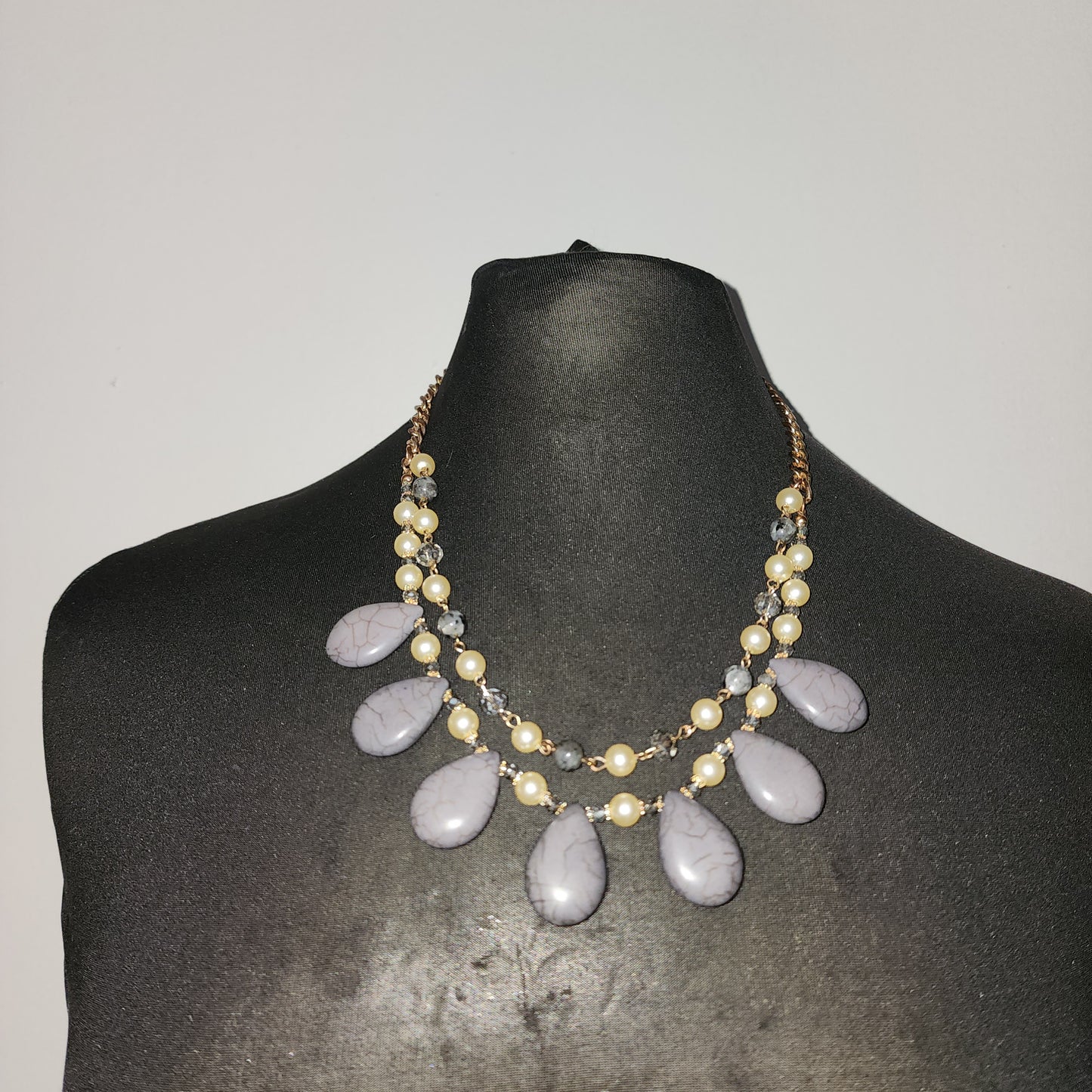 Grey Tear Drop Necklace