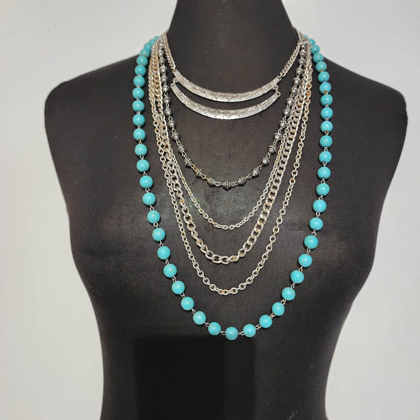Multi Strand Teal Necklace