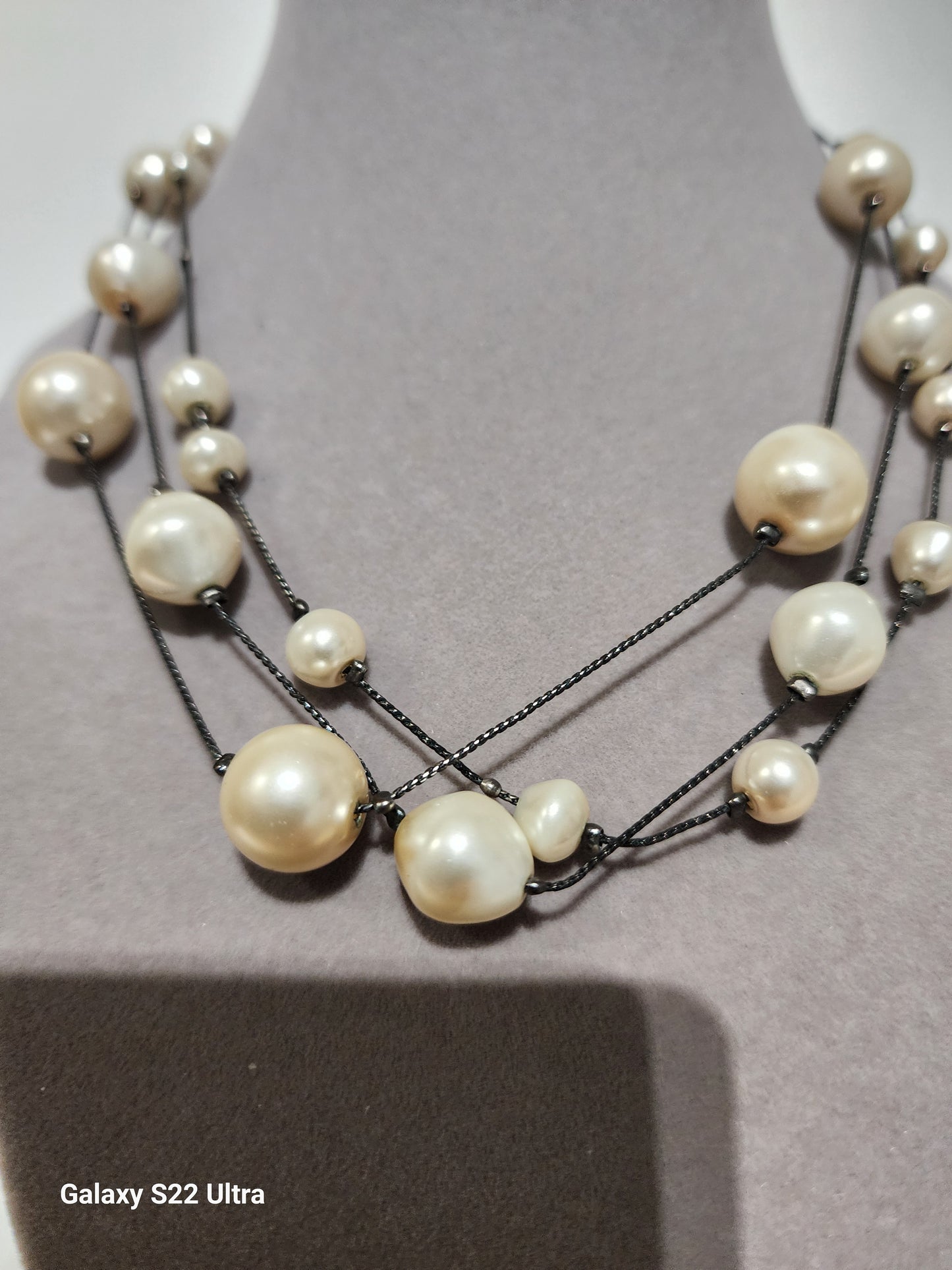 3 Strand Faux Pearl Necklace