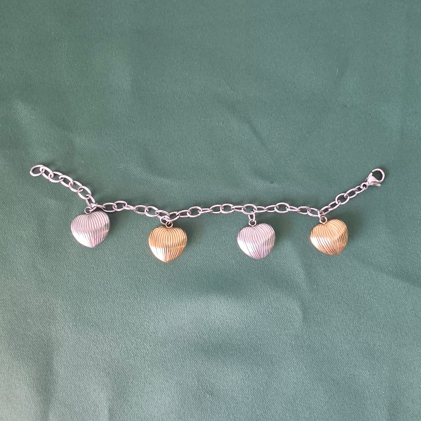 Two Tone Heart Charm Bracelet