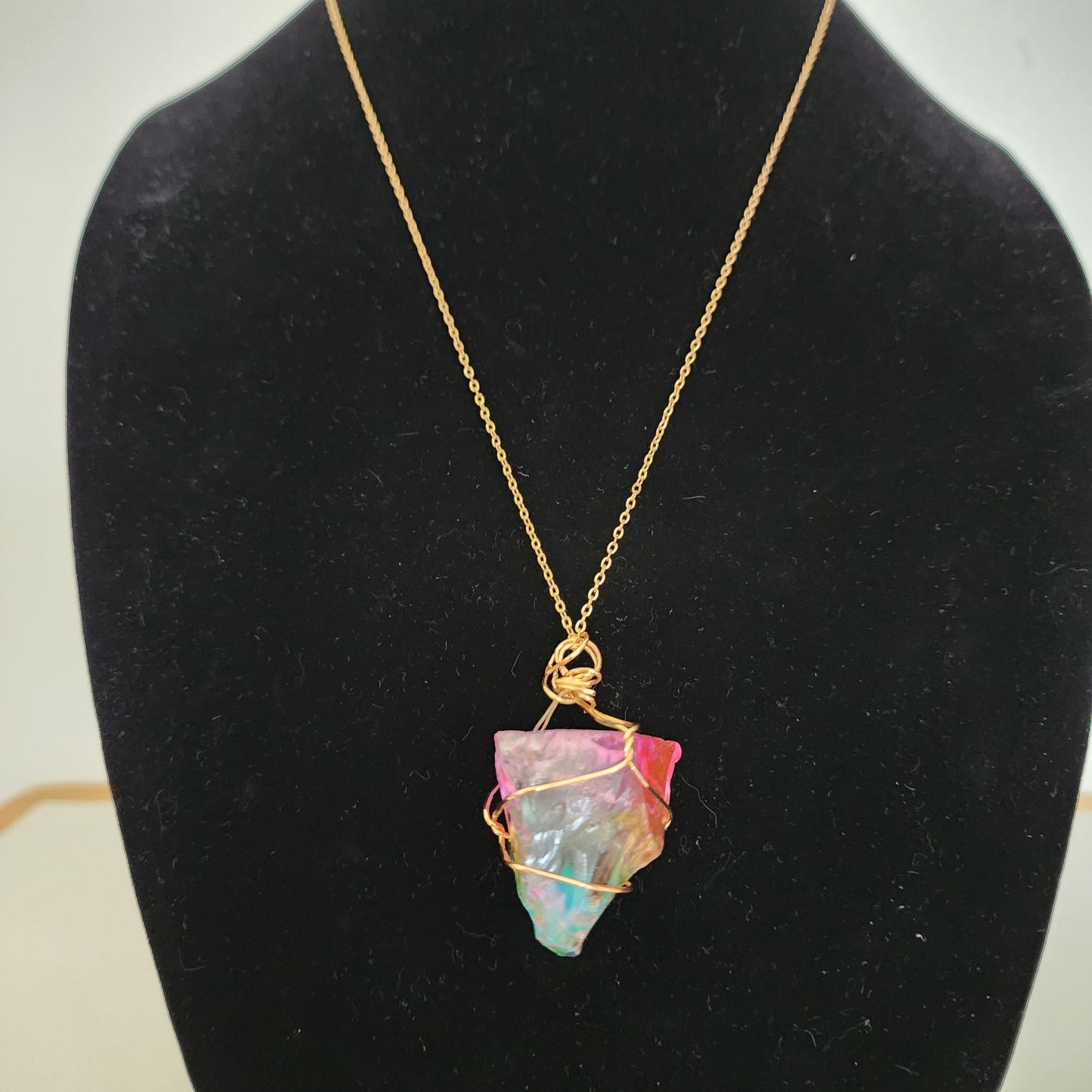 Natural Stone Rainbow Pendant Necklace