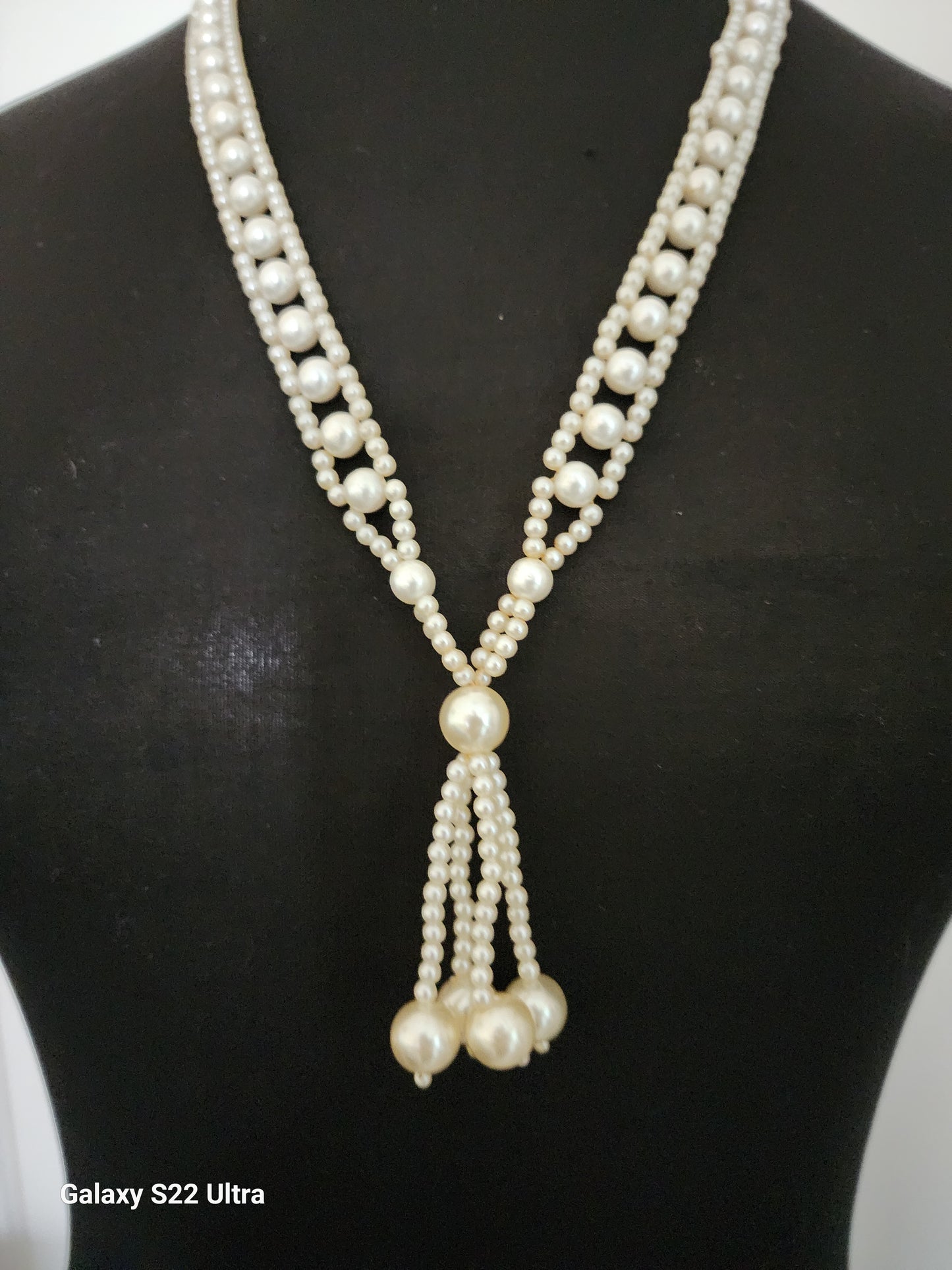 Faux Pearl Tassel Neckace