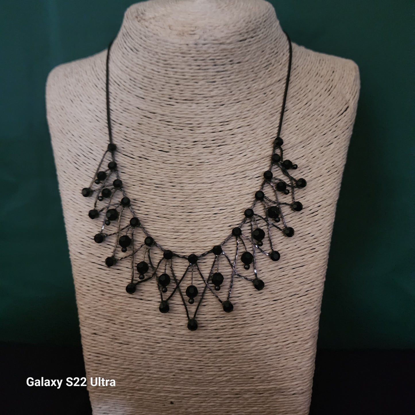 Black Bead Statement Necklace
