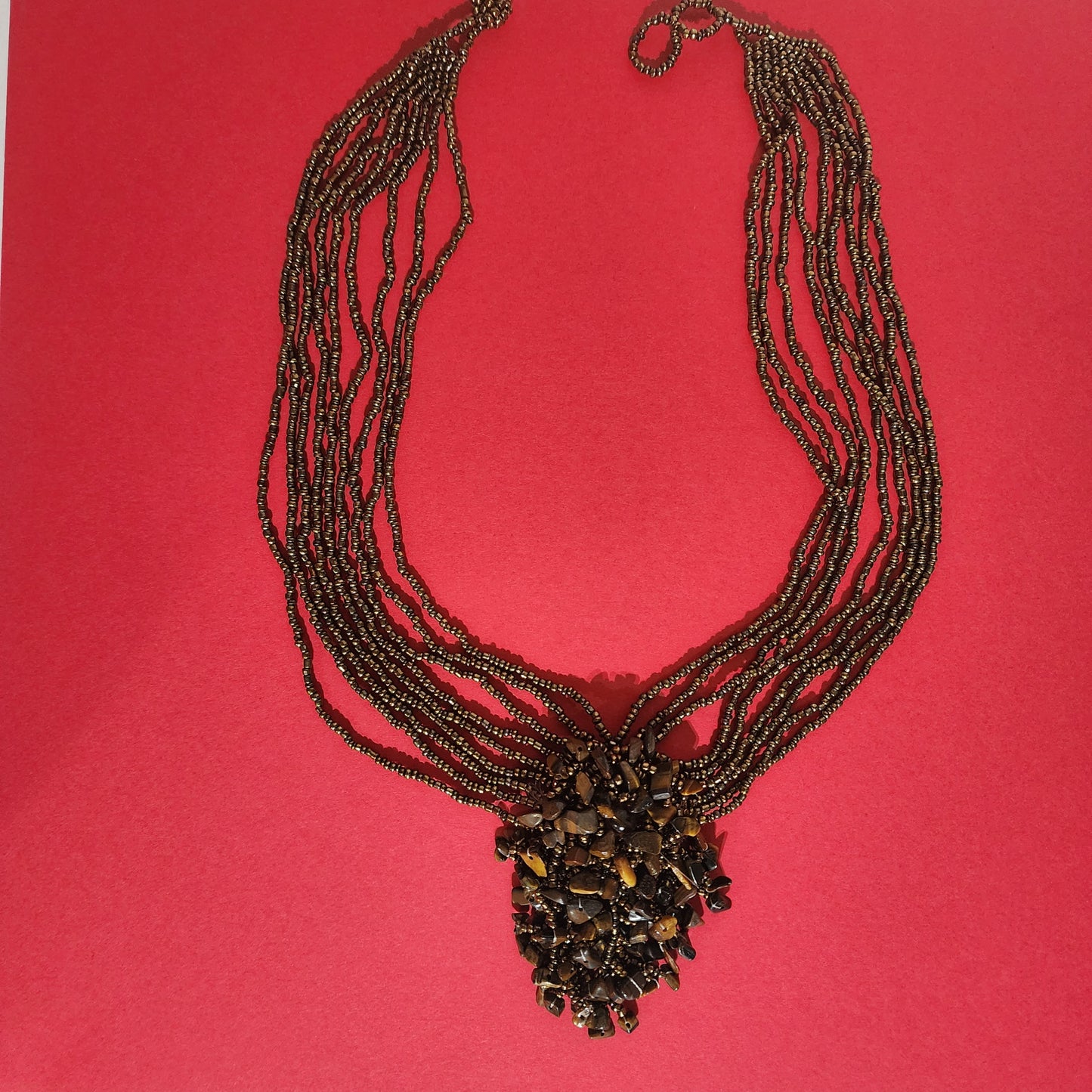 Vintage Necklace Tiger Eye Chip Pendant