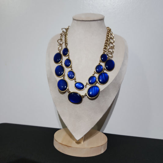 Double Chain Blue Necklace