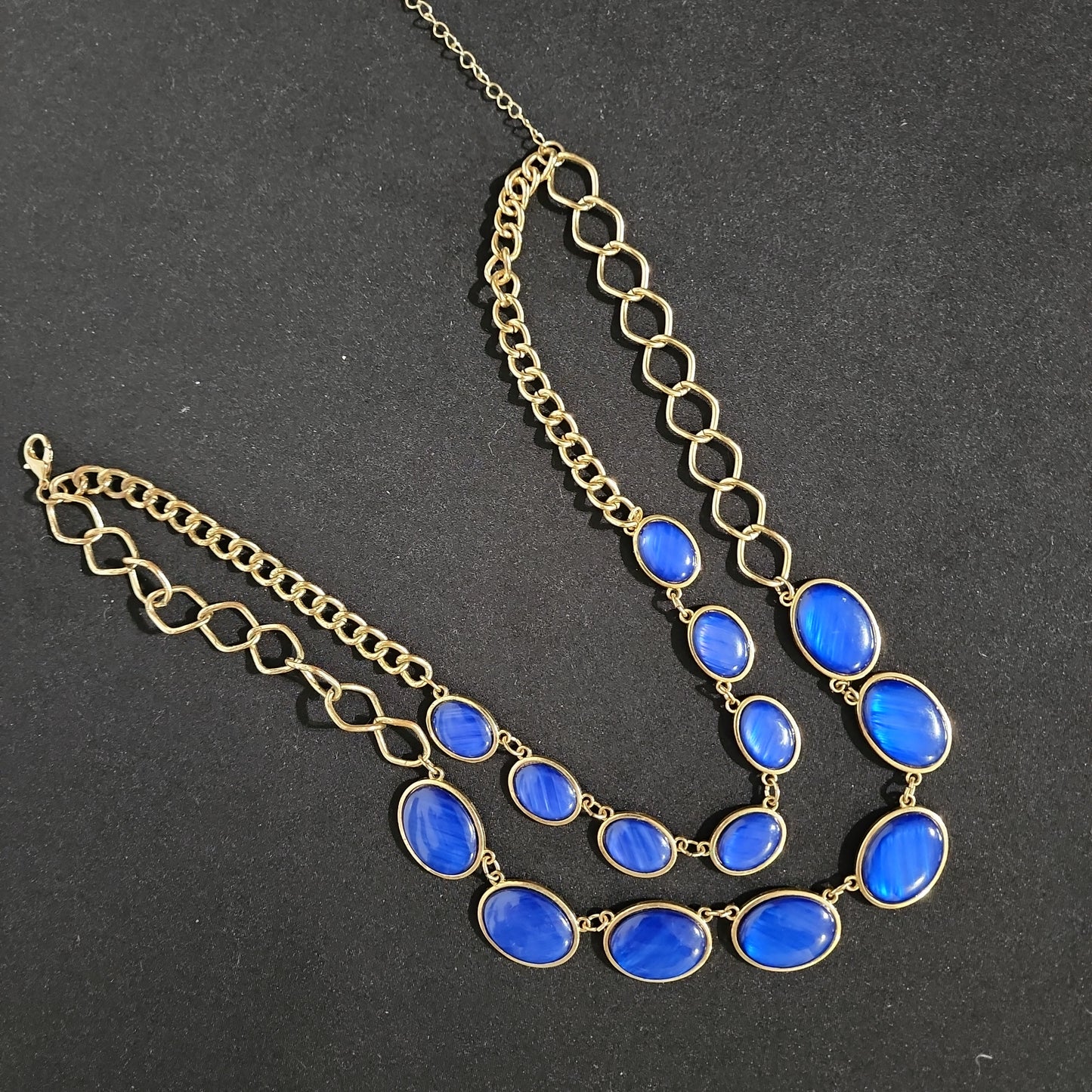 Double Chain Blue Necklace