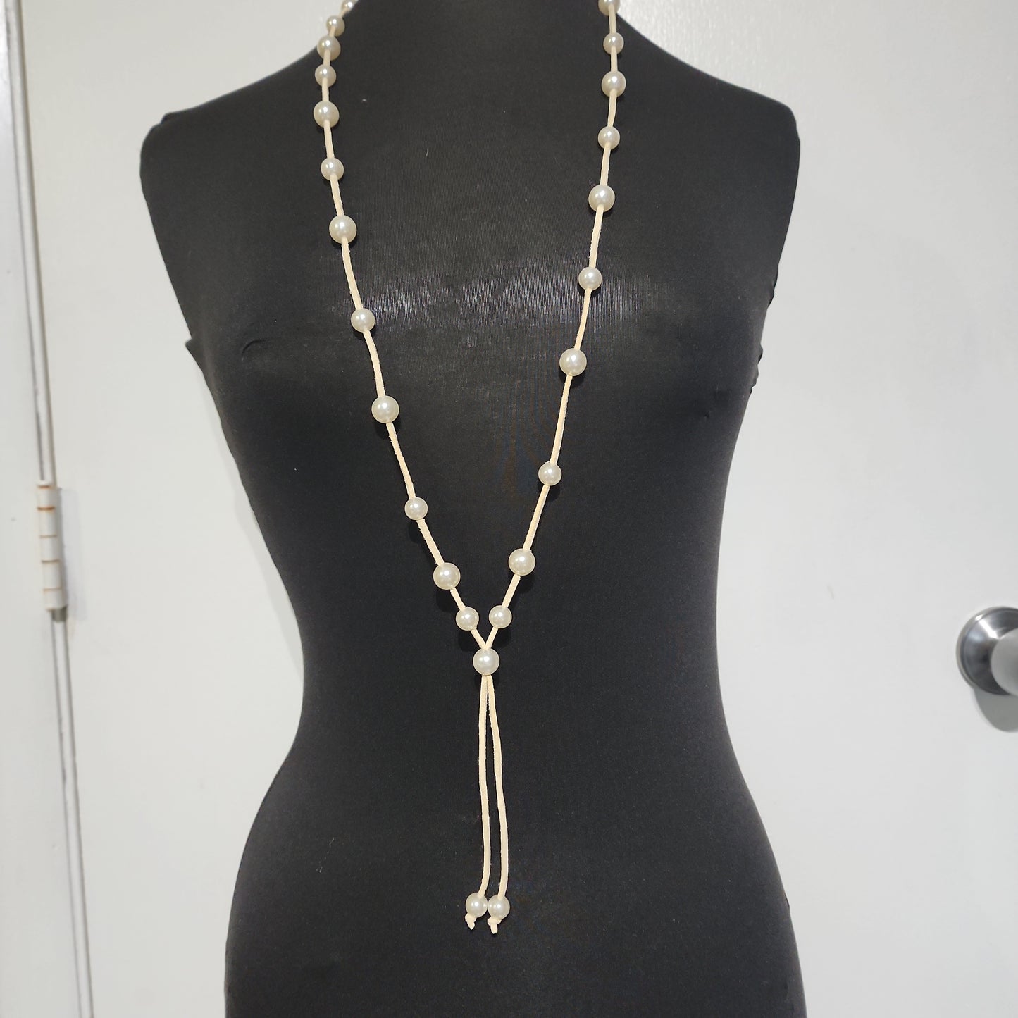 Suede Faux Pearl Necklace