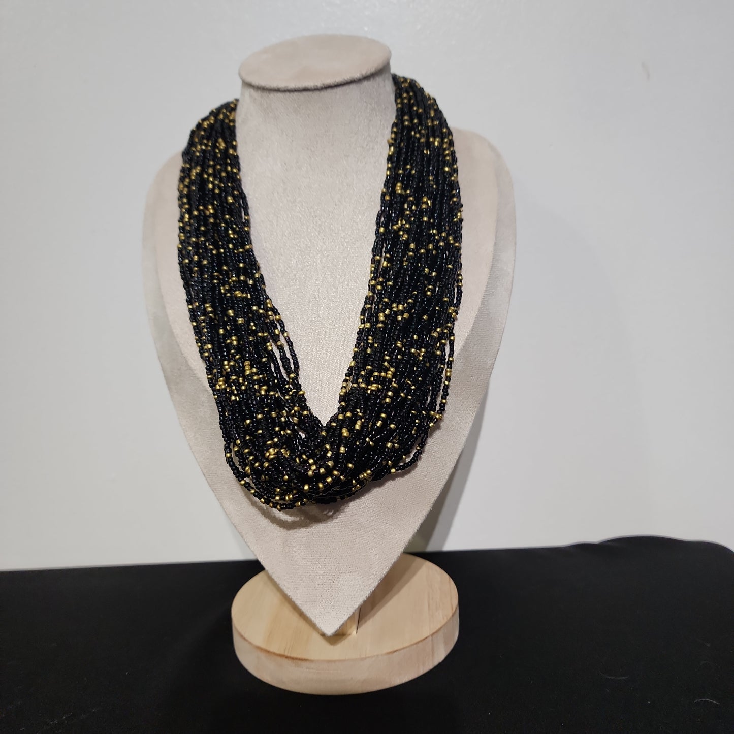 Black & Gold seed bead Necklace