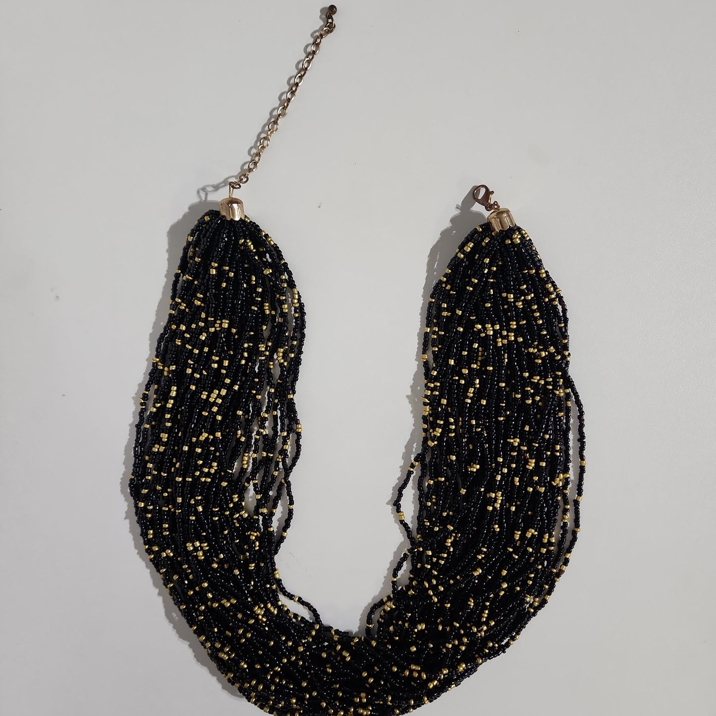 Black & Gold seed bead Necklace