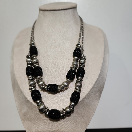 Silver Tone 2 Strand Necklace