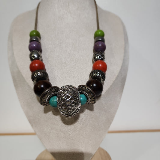 Colorful Wooden Beads Necklace