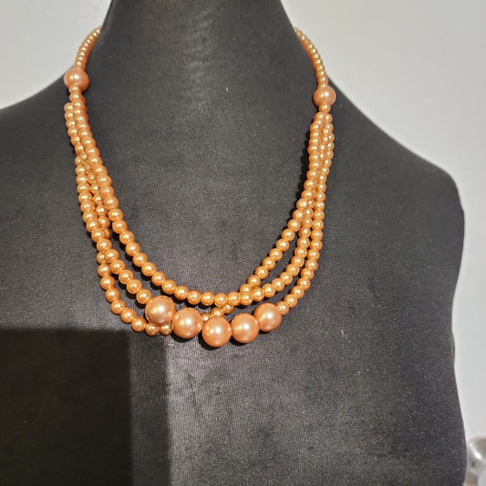 3 Faux Pearl Strand Necklace