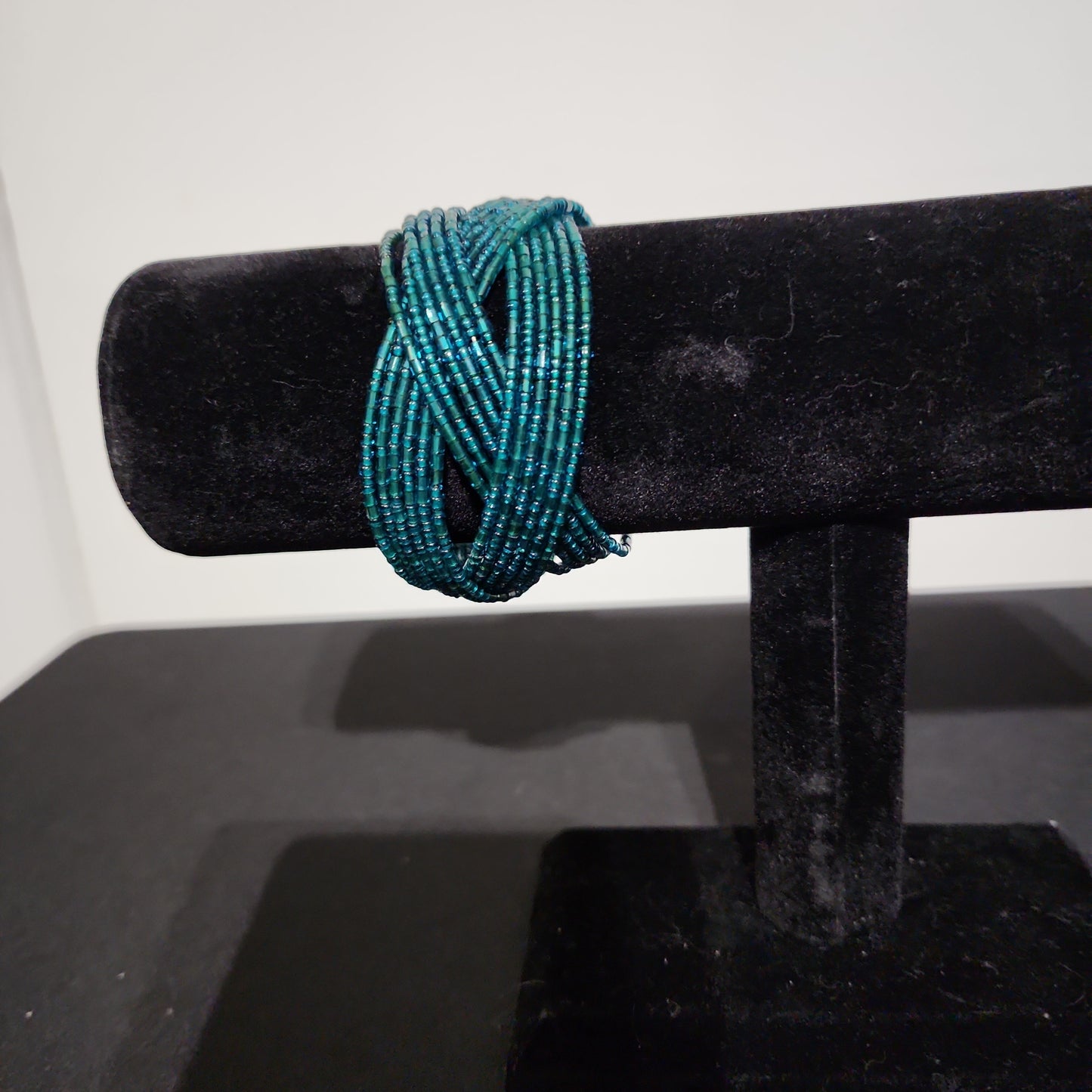 Teal Color Bead Cuff Bracelet