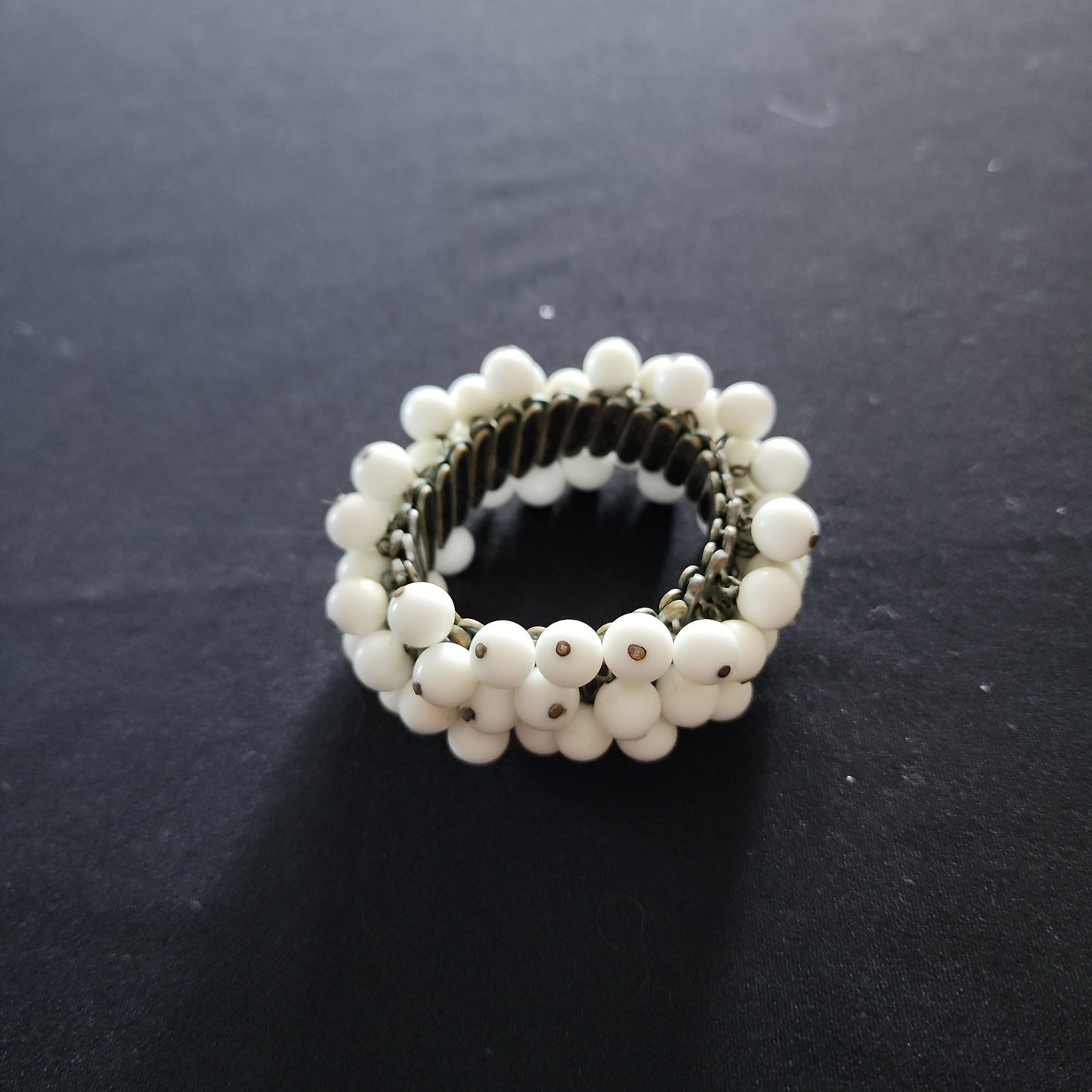 Vintage Milk Glass Beads Chacha Bracelet