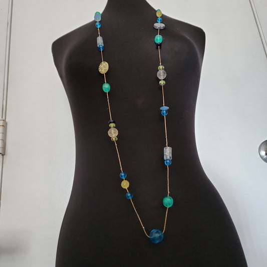 Faux Bead Long Necklace