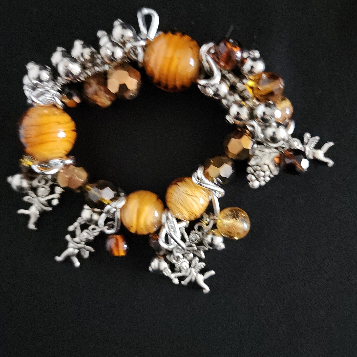 Vintage Glass Beads & Metal Bracelet