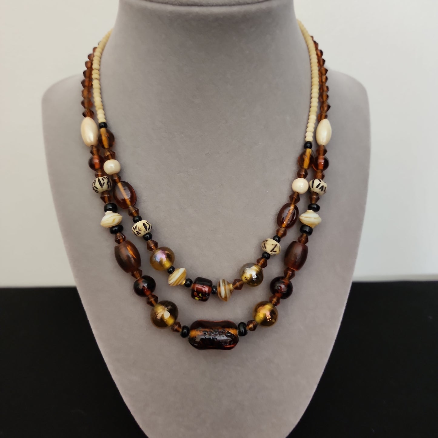 2 Strand Glass Bead Necklace