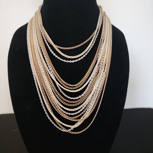 Triple Tone Chain Necklace