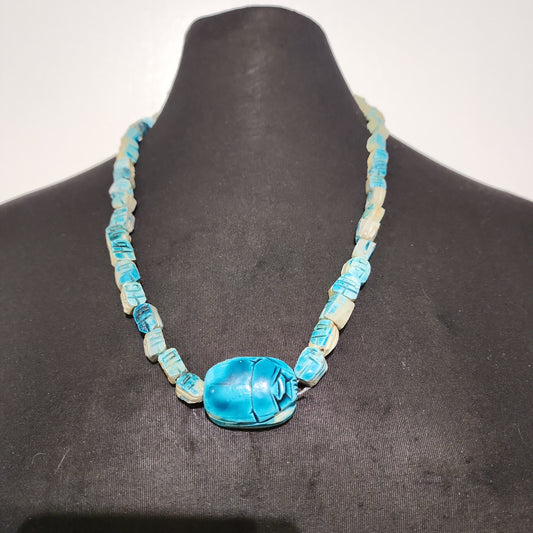 Egyptian Blue Scarab Necklace