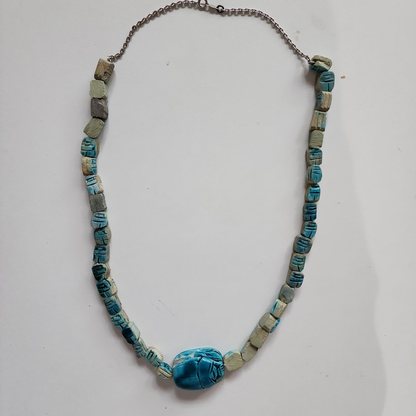 Egyptian Blue Scarab Necklace