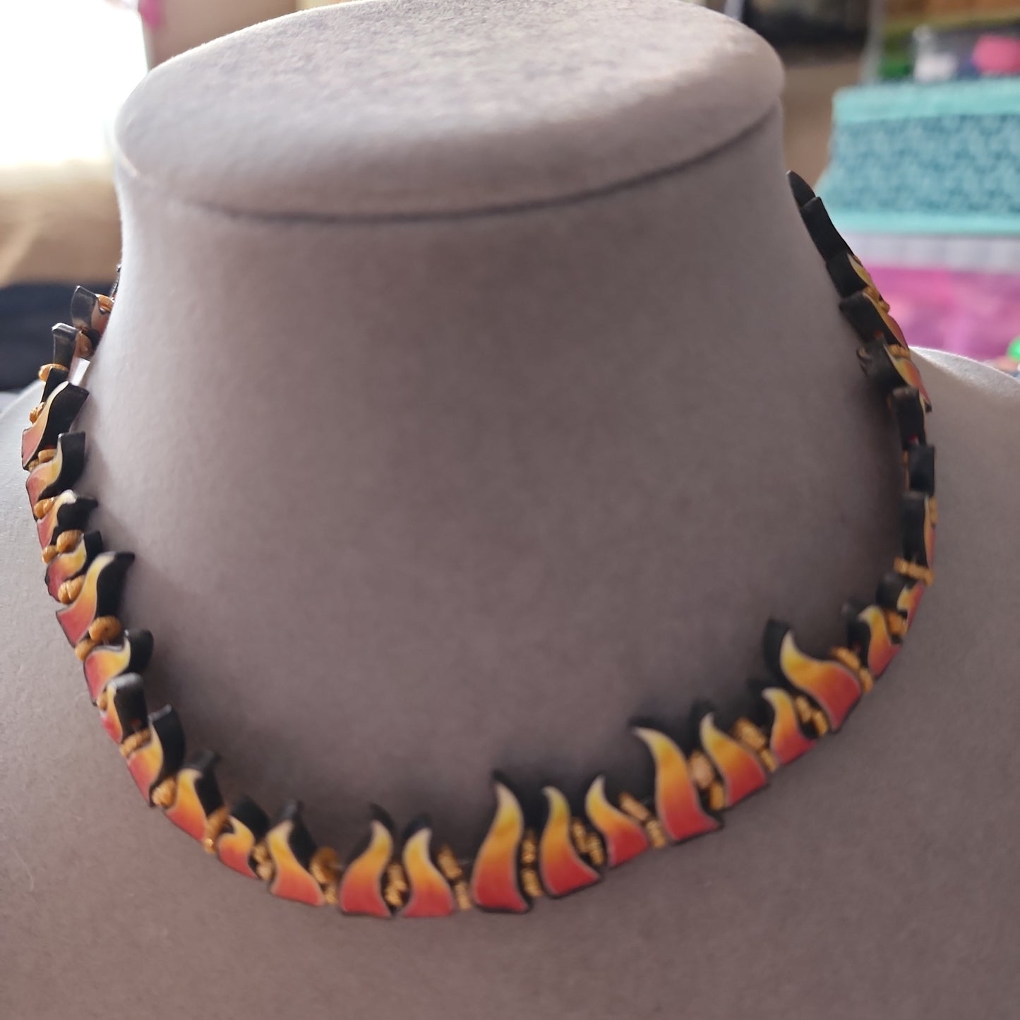 Flame leather choker