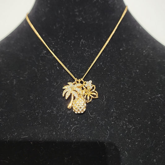 3 Charm Gold Tone Necklace