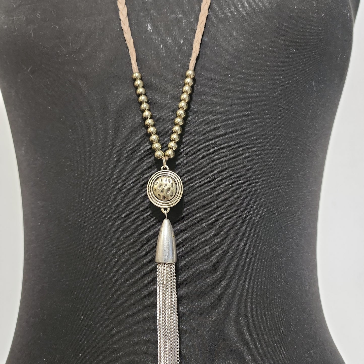 Braided Suede with Tassel Necklace