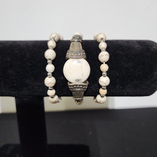 3 Howlite Bead Bracelet