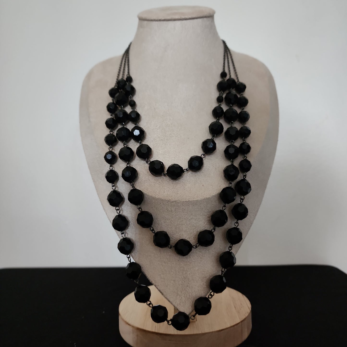 Black Lucite Bead Necklace