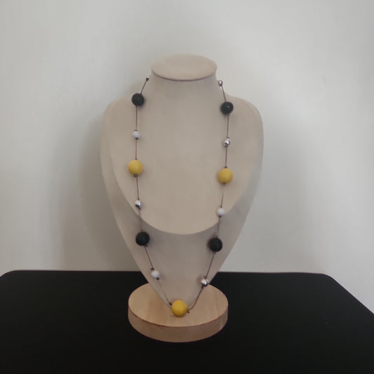 Yellow and Black Bead Necklace