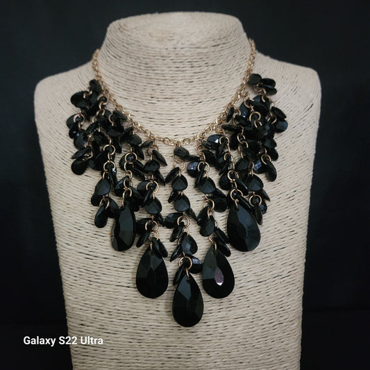 Black Bead Statement Bib