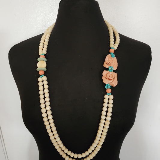 Peach Flower Vintage Necklace