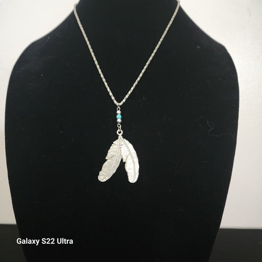 Southwest Two Feather  Necklace