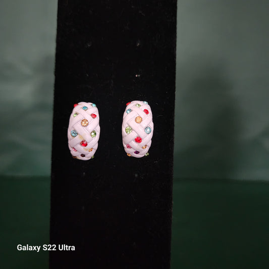 White Multicolor Hoop Earing