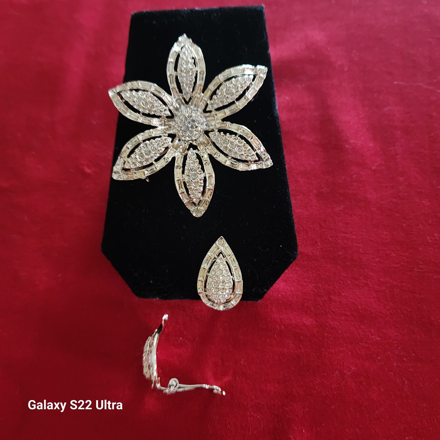 Flower Brooch with Earings