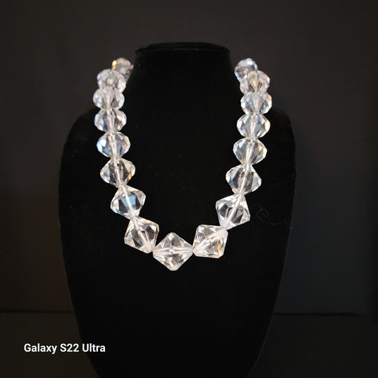1960's Clear Faceted Acrylic Bold Necklace