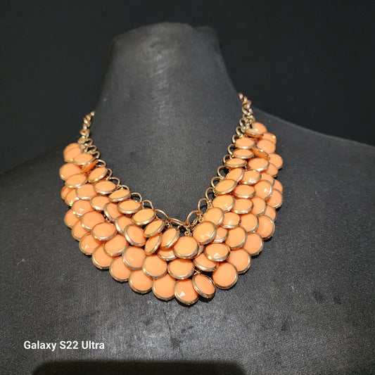 Retro Multilayer Coral Tone Necklace