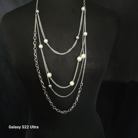Silver Tone Layer Necklace