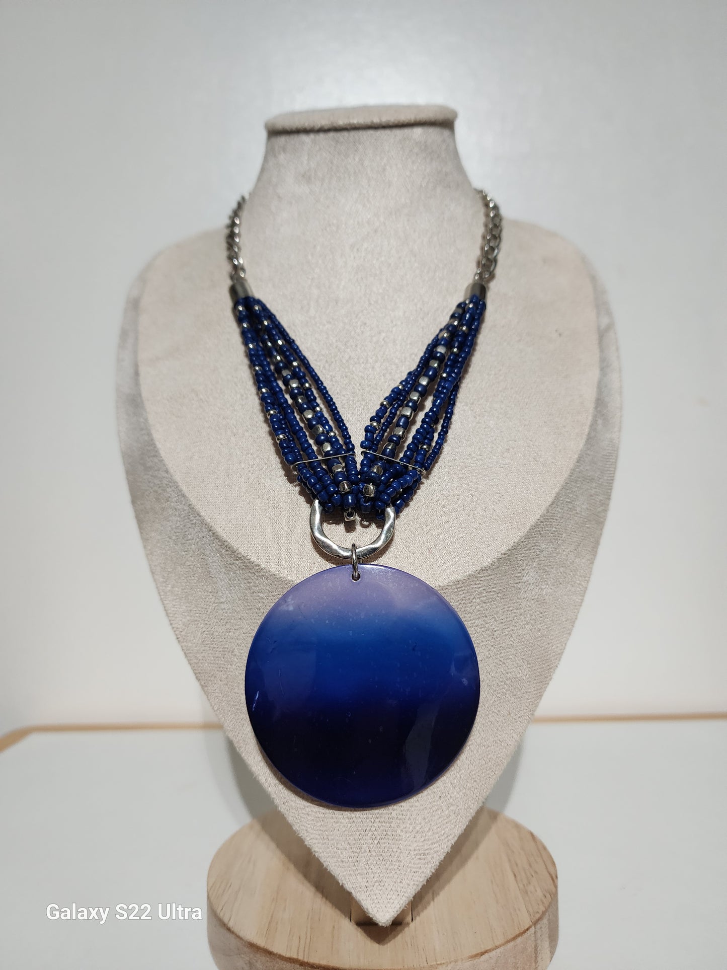 Blue Shell Pendant Necklace