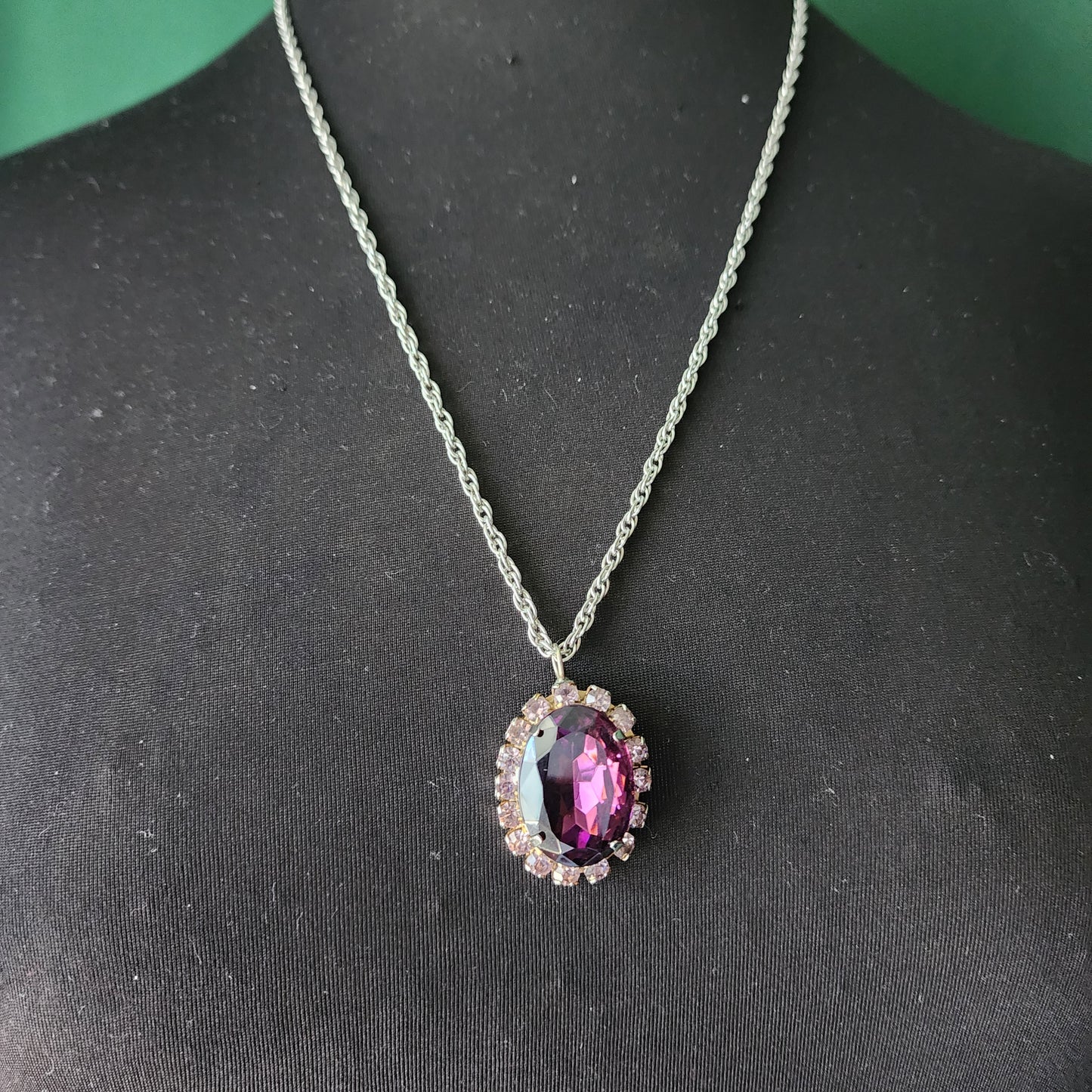 Oval Glass Pendant  Necklace