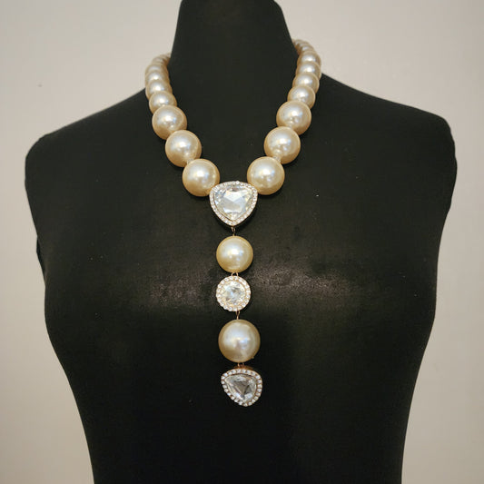 Lariat Bulky Pearl Necklace