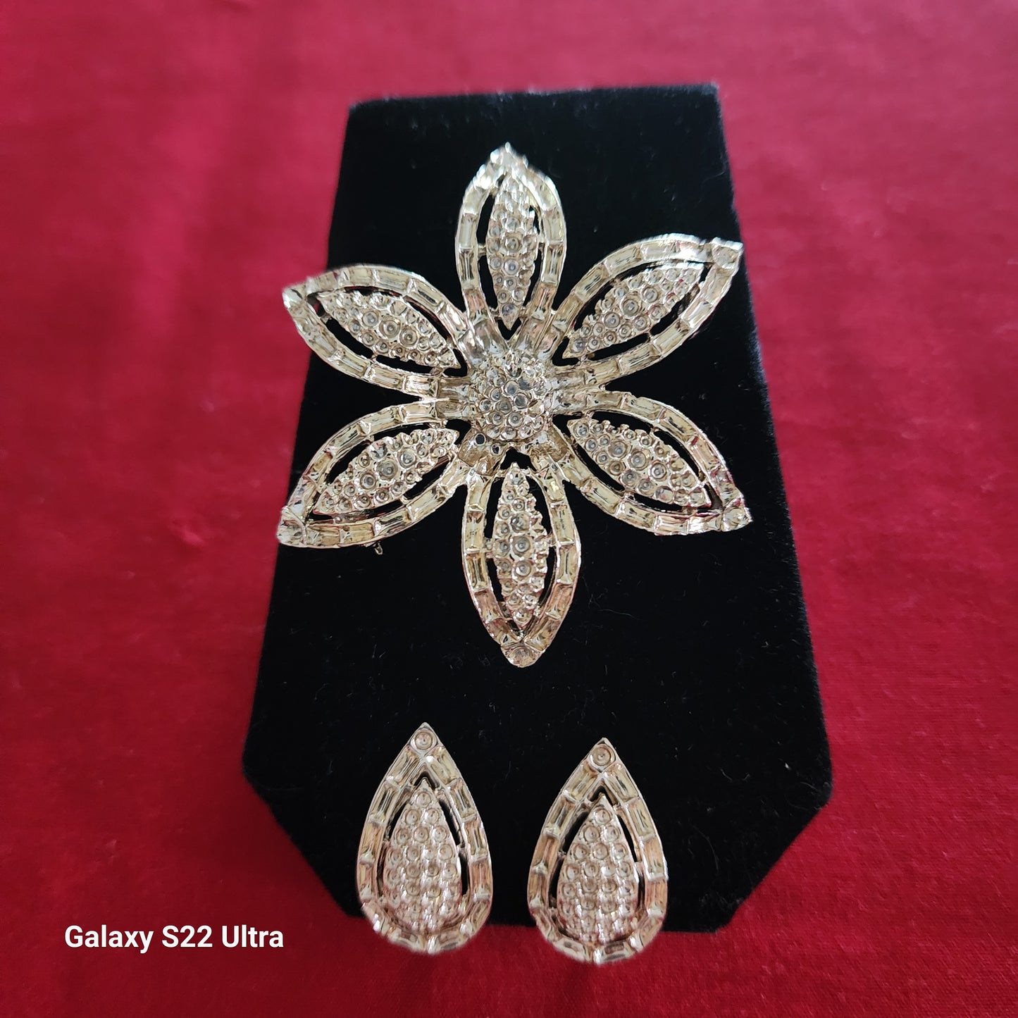 Flower Brooch with Earings