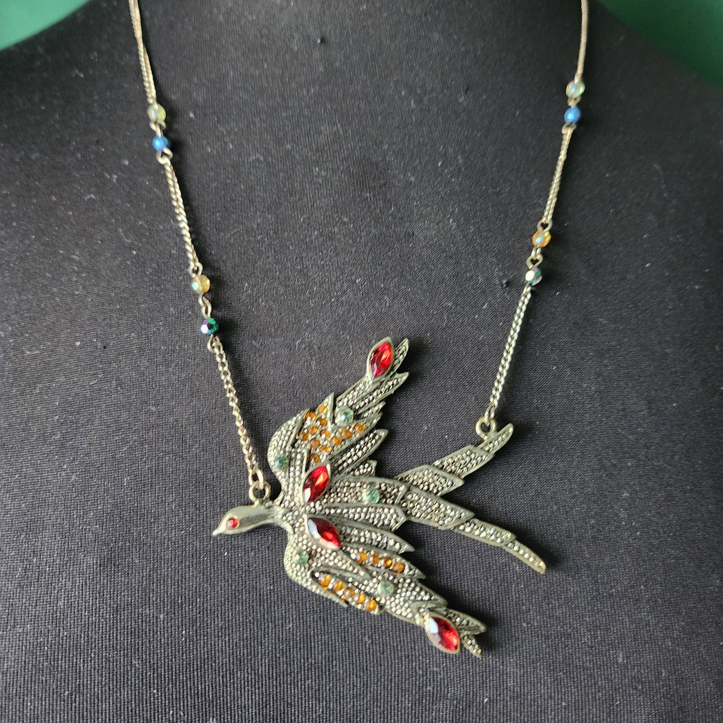 Vintage Phoenix Bird Pendant Necklace