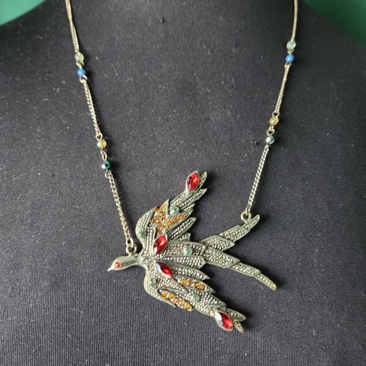 Vintage Phoenix Bird Pendant Necklace