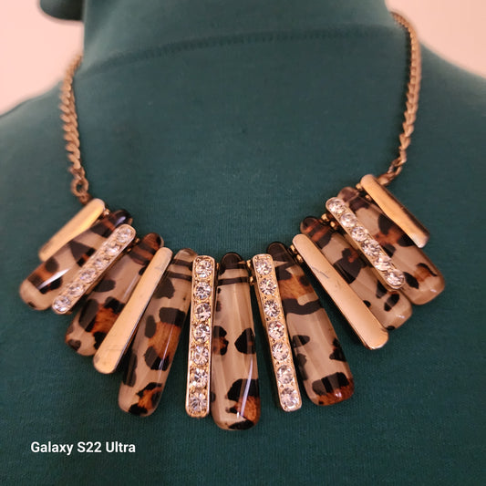 Vintage Enamel Leopard Print  Necklace